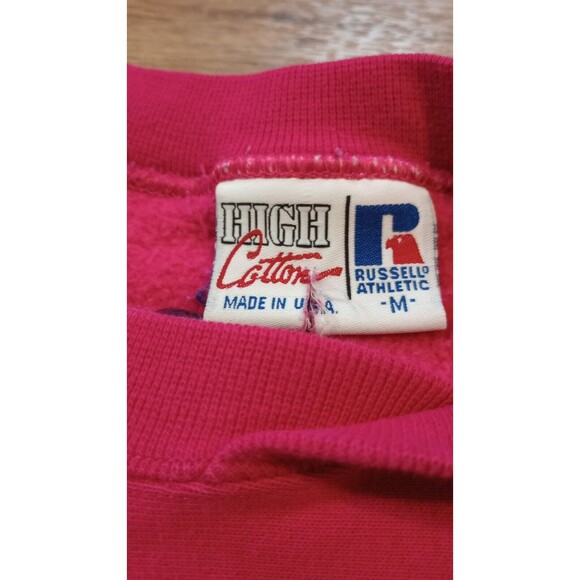 Vintage USA Russell Sweatshirt Mens Medium Pink Reverse Weave Fleece Crew Neck - Picture 6 of 16